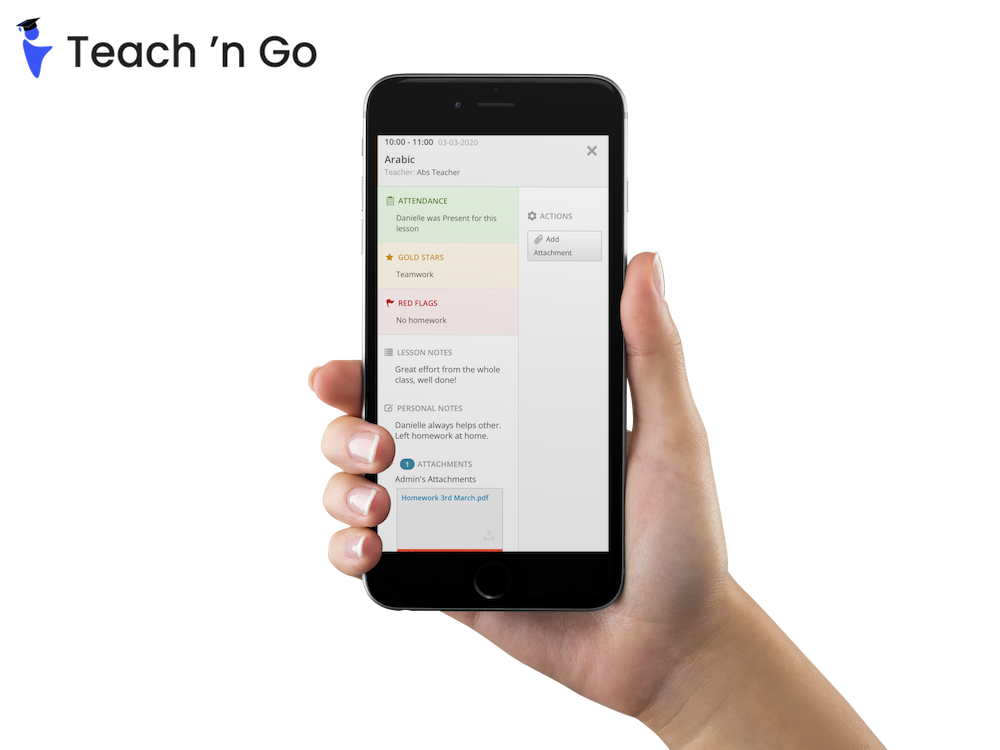 Teacher viewing their timetable on a mobile phone.