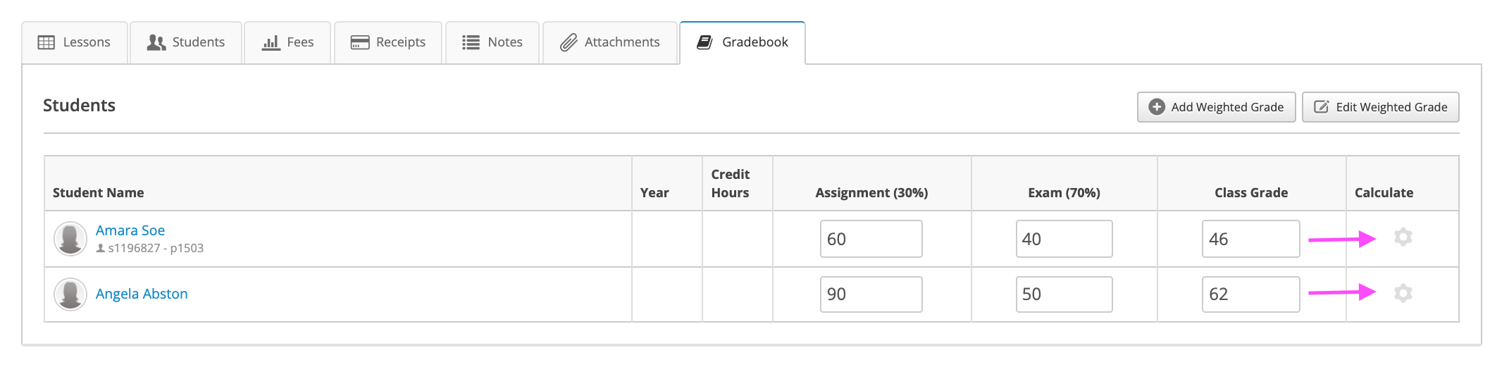 Weighted Grading